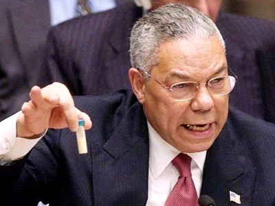 colin powell mostra l'antrace